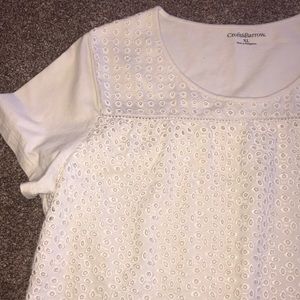 Croft & Barrow Ivory Eyelet Lace Top xl
